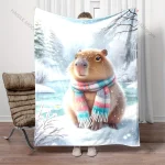 Multi-size Cute Capybaras Art Pattern Blanket Warm Soft Fluffy Kids and Adult Sofa Bed Throw Blanket Outdoor Travel Camping 4
