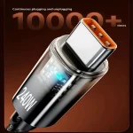 240W USB Type C Super Fast Charging Cable For iPhone Samsung Huawei Xiaomi LED Digital Display Nylon USB C Charger Data Cord 3