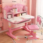 Student Children Table Kids Desk Chair Set Height Adjustable Children School Study Desk with Bookstand and Storage Drawer 6