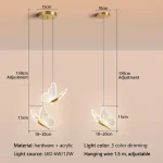 LED Modern Butterfly Pendant Light Ceiling Pendant Light, Bedside Indoor Living Room Dining Room Kitchen Decoration Lighting 3