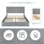 HOOMIC Platform Storage Bed Frame with 4 Drawers, Adjustable Headboard with Square Stitched Button Tufted Design Allewie 2