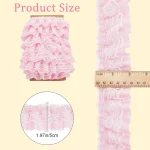 2 Yards Black White Pink Fold Wave Embroidery Lace Fabric Trim DIY Clothing Daily Home Decoration Accessory 5CM Wide 2