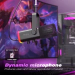 FIFINE USB/XLR Dynamic Microphone with Touch Mute Button,Headphone jack,I/O Controls,for PC PS5/4 mixer,Gaming MIC Ampligame AM8 3