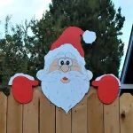 1pc Christmas Fence Ornaments Santa Clause Peeker Yard Ornaments Indoor Outdoor Ground Placard DIY Festival Gift