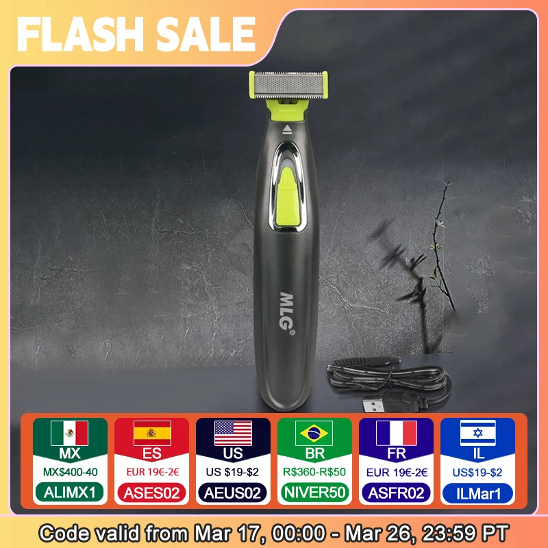 MLG Electric Shaver For Men and Women Portable Full Body Trimmer USB T Shaped Blade Razor For Beard Armpit For Washable MLG Electric Shaver For Men and Women Portable Full Body Trimmer USB T Shaped Blade Razor For Beard Armpit For Washable
