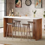 LITTLE TREE Home Bar Unit, 55.12-Inch Bar Table, Modern Freestanding Mini Bar for Home Kitchen, Living Room, Balcony, Basement
