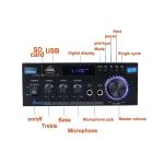 AK45 HiFi Digital Bluetooth Audio Amplifier MP3 Channel 2.0 Sound Power AMP stereo Home Automotive Car for Speakers MAX 350W*2 2