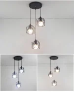 Modern LED Pendant Light Iron Gold Black Minimalist Metal Cage Pendant Lamp Living Room Restaurant Shop Bar Fixture Decoration 4