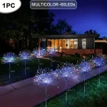 HOMEFISH 60LED Solar Fireworks Garden Lights Outdoor Waterproof with 8 Lighting Modes Remote Control Decorative Light 4