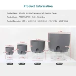 Transparent Double Layer Plastic Flower Pot Self Watering Flowerpot Cotton Rope Watering Small Plant Pot with Injection Port 6