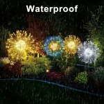 HOMEFISH 60LED Solar Fireworks Garden Lights Outdoor Waterproof with 8 Lighting Modes Remote Control Decorative Light