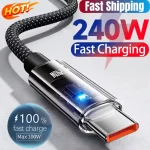 240w Nylon USB Type C Super Fast Charging Cable  Led Digital Display Usb C Charger Data Cord For Samsung Xiaomi Huawei Honor New