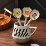 Cute Ceramic Flower Soup Spoon Kawaii Korean Ice Cream Hand Painted Dessert Spoon With Long Handle Kitchen Tableware Accessories 5