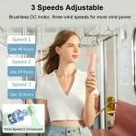 Portable Fan 2000mAh USB Rechargeable 3 Speed Mini Handheld Foldable Fan Hand Held Small Pocket Travel Fan with Handy Power Bank 3