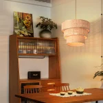 Rattan Plug in Pendant Light, 3 Tier Plug in Chandelier with Boho Wicker Lampshape Hanging Lamp 2