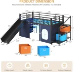 Low Loft Bed with Slide, Storage Stairway, LED Lights, Twin Size Metal Frame, Under-Bed Play Space & Art Table 2