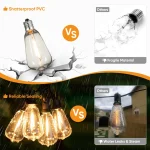 ST38 String Lights Outdoor Garland Connectable Shatterproof Waterproof Plastic LED Bulb Dimmable Patio Garden Decor Fairy Lighst 5