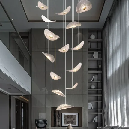 Stair Chandelier High Ceiling Pendant Lights Living Room Chandelier Pendant Lamp for Dining Table Hall Chandelier Glass