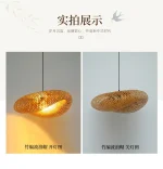 HandMade Vintage Bamboo Weaving LED Pendant Light Home Hanging Chandelier Lighting Living Room Kitchen Rattan Woven Lamp 5