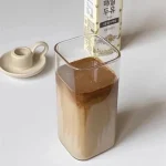1pcs Square Heat Resistant Coffee Glass Cup With Lid and Straw Transparent Milk Tea Juice Cups Coffee Mug For Home Bar Drinkware 6