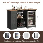 U-Shape Liquor Cabinet with Fridge Space, Bar Table with Wine Rack Glass Holder, Wine Bar Cabinet with Storage,, Customized 4
