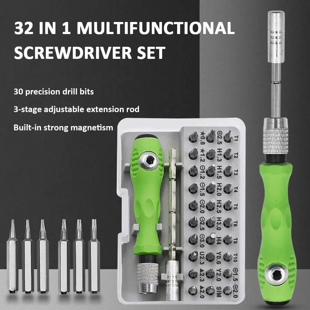 32 in 1 Multifunctional Screwdriver Set with 30 PCS Torx Phillips Magnetic Screw Driver Bits Hand Repair Tool for Phone Watch PC 32 in 1 Multifunctional Screwdriver Set with 30 PCS Torx Phillips Magnetic Screw Driver Bits Hand Repair Tool for Phone Watch PC
