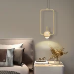 Gold Pendant Light 10W Modern Rectangle Hanging Lamp Adjustable Cord 3.28ft for Dining Room Kitchen, Ceiling Mount Fixture 3