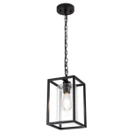 1Light Farmhouse Pendant Light, Black Metal Cage Light Fixtures with Adjustable Chain and Glass Shade,Hanging Lights for Kitchen