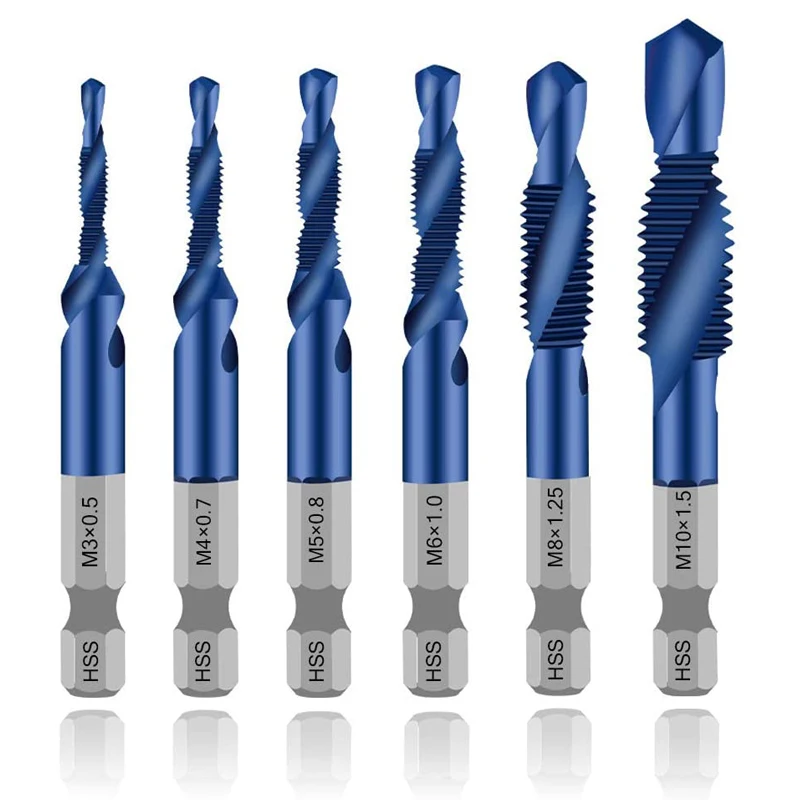 Hex Shank Titanium Plated HSS Screw Thread Metric Tap Drill Bits Screw Machine Compound Tap M3 M4 M5 M6 M8 M10 Hand Tools Hex Shank Titanium Plated HSS Screw Thread Metric Tap Drill Bits Screw Machine Compound Tap M3 M4 M5 M6 M8 M10 Hand Tools