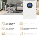 ECGSOLAX Us 6.2KW Hybrid Solar Inverter Pure Sine Wave 48V 120V  240VOff Grid Inverter 100A MPPT Solar Split Phase Inverter 3