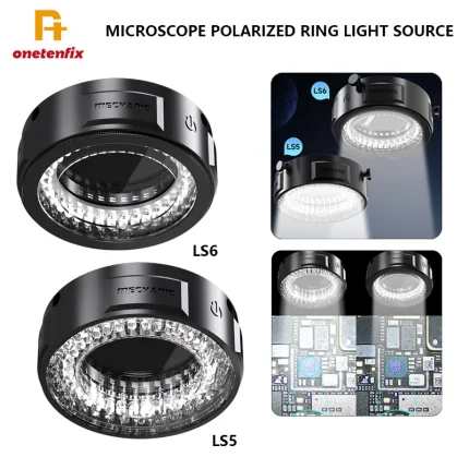 Mechanic LS5 LS6 Microscope Ring Light Polarized 84 LED Ring Lamp Adjustable Anti Glare Eliminates Reflection Illuminator Tools