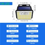 IP65 Waterproof Solar Outdoor Garden Lights Super Bright 148 LEDs Motion Sensor Wall Light Solar Powered Security Lamp 3 Modes 2
