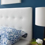 White Tufted Vegan Leather Twin Headboard with Adjustable Height, Elegant Bedroom Decor 3