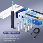 Seago Rotating Electric Rechargeable Toothbrush Teeth Cleaning with 8 Brush Toothbrush Heads 5 Modes Portable Smart Timer 6