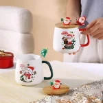 New Year Festive Christmas Xmas Theme Ceramic Mug Cup Set with Spoon and Lid Christmas Gift Box Mug Milk Coffee Tea Breakfast 2
