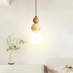 Cream Style Pendant Lamp Bedroom Bedside Led Chandelier Stone Wood Light Designer Bauhaus Medieval Restaurant Bar Small Lights 6