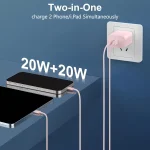 20W Dual Port USB C Charger Block With 6.6FT Long USB C To Lightning Charging Cable For IPhone 14 Pro/13 Pro/12 Mini/12/11/iPad 5