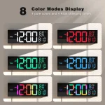 16" Large Digital Wall Clock, Big LED Display with Remote, 8 RGB Color, Alarm, DST, Temperature for Living Room, Kitchen 3