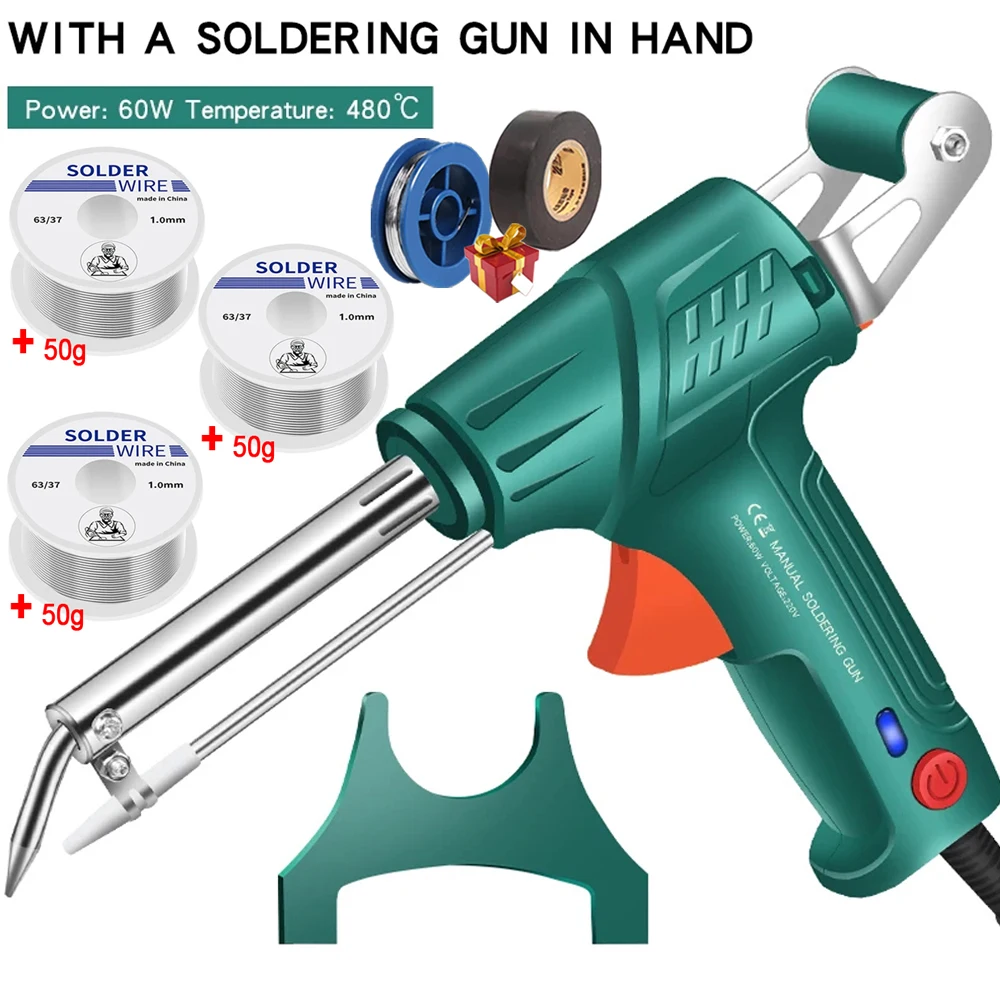 Automatically Iron Welder Soldering Gun New Multi-Function Hand-Held Internal Heating Send Tin Welding Repair Tool 220V/110V 60W Automatically Iron Welder Soldering Gun New Multi-Function Hand-Held Internal Heating Send Tin Welding Repair Tool 220V/110V 60W