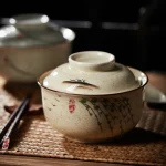 6.5inch Japanese Style Ramen Bowl With Lid Ceramic Instant Noodle Bowl For Soup Rice Noodle And Porridge Kitchen Tableware 2
