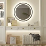 LUVODI Round Smart Mirror Bathroom Illuminate Waterproof Wash Basin Shower Vanity Mirror with Touch Screen 3