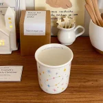 Colorful polka dot smiling face holding cup ceramic coffee cup 3