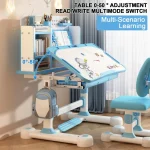2Pcs/Set Kids Study Desk Chair Set Height Adjustable Children School Study Table Chair Set Ergonomic Desk Chair with Book Stand