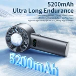Outdoor Portable Mini Fan Handheld Fan with LED Display Semiconductor Refrigeration 100 Wind Speeds USB Rechargeable Battery Fan 3