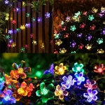 1pc 5/7/12/22M Solar String Sakura Lights 20/50/100/200LEDS Outdoor Waterproof Festival Garden Decorative Lights 6