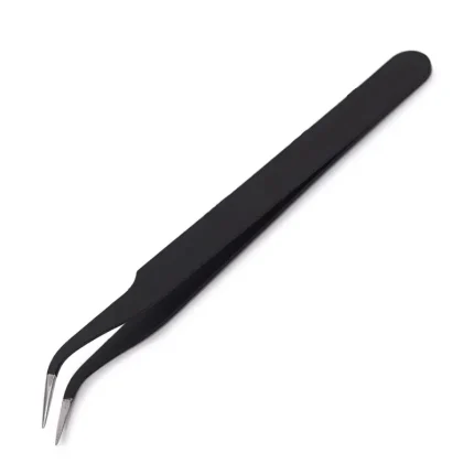 Anit-Static Tweezers, Precision Black DIY Tweezers for Nail Art and Eyelash Extensions Beauty Tools
