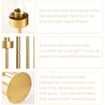 4Sets 7 Arms Floor Candelabra Wedding Centerpieces Gold 48" Tall Metal Candlestick Holders with Acrylic Removable Lampshade 4