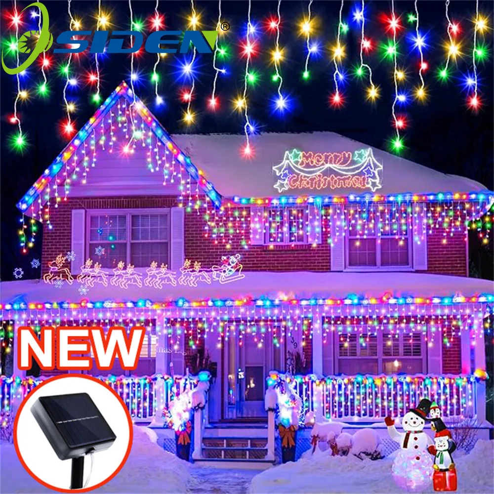 NEW 162/96LED Solar Icicle Outdoor Christmas Lights 8 Modes Waterproof Fairy Lights for Home Party Halloween Holiday Decoration NEW 162/96LED Solar Icicle Outdoor Christmas Lights 8 Modes Waterproof Fairy Lights for Home Party Halloween Holiday Decoration