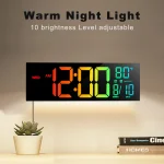 16" Large Digital Wall Clock, Big LED Display with Remote, 8 RGB Color, Alarm, DST, Temperature for Living Room, Kitchen 4
