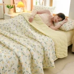 New Floral Print Spring Summer Quilt Soft Comfortable Quilted Quilts Single Double Blanket for Bed Comforter Knitted Thin Duvet 3